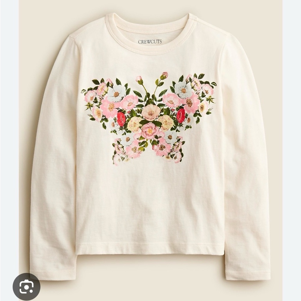 Crewcuts Kids Floral Butterfly Long Sleeve Shirt - Cream
